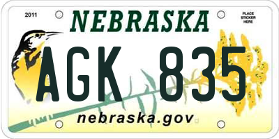 NE license plate AGK835