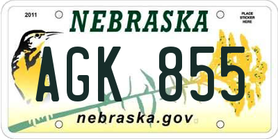 NE license plate AGK855