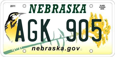 NE license plate AGK905