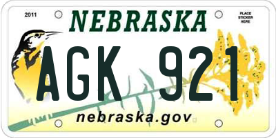 NE license plate AGK921