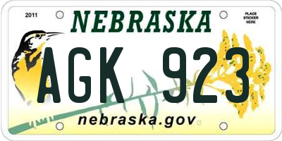 NE license plate AGK923