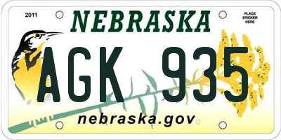 NE license plate AGK935
