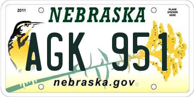 NE license plate AGK951