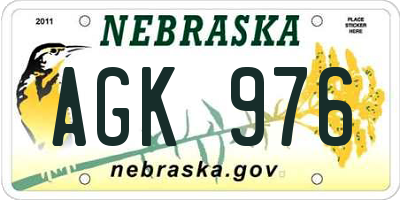 NE license plate AGK976