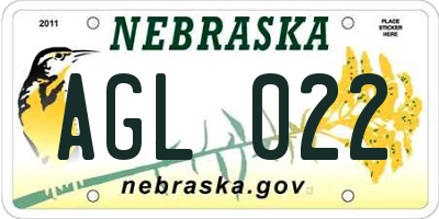 NE license plate AGL022