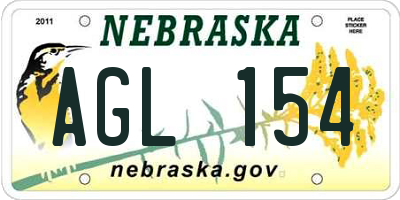 NE license plate AGL154