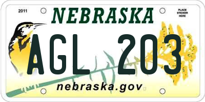 NE license plate AGL203