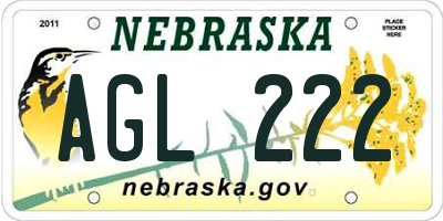NE license plate AGL222