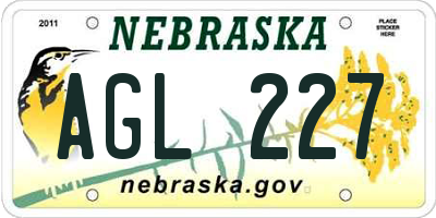 NE license plate AGL227