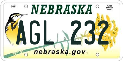 NE license plate AGL232
