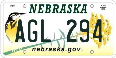 NE license plate AGL294