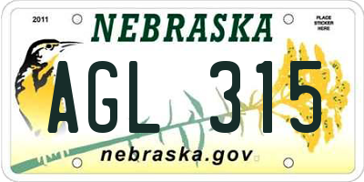 NE license plate AGL315