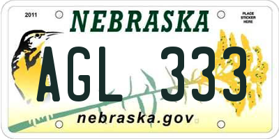 NE license plate AGL333