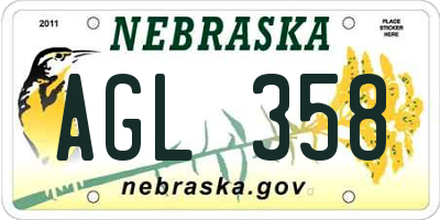 NE license plate AGL358