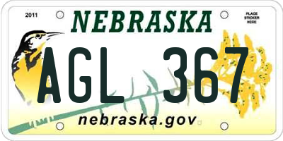 NE license plate AGL367
