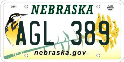 NE license plate AGL389