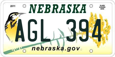 NE license plate AGL394