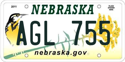 NE license plate AGL755