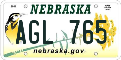 NE license plate AGL765