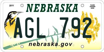 NE license plate AGL792