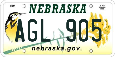 NE license plate AGL905