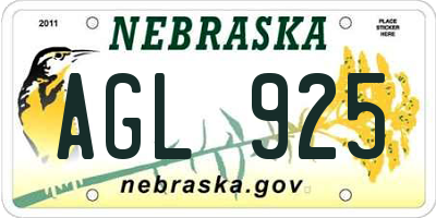 NE license plate AGL925