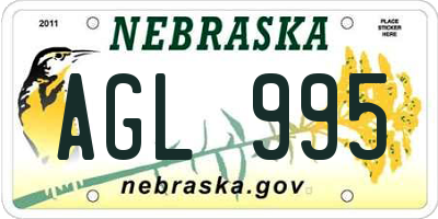 NE license plate AGL995
