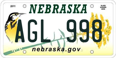 NE license plate AGL998