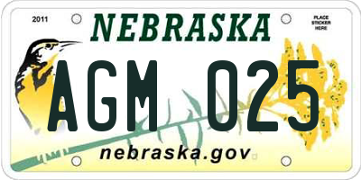 NE license plate AGM025