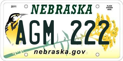 NE license plate AGM222