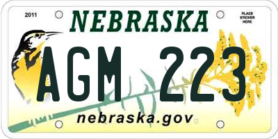 NE license plate AGM223