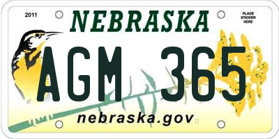 NE license plate AGM365