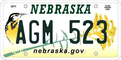 NE license plate AGM523