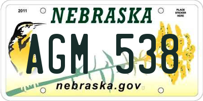NE license plate AGM538