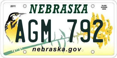 NE license plate AGM792