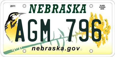 NE license plate AGM796