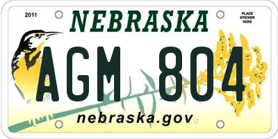 NE license plate AGM804