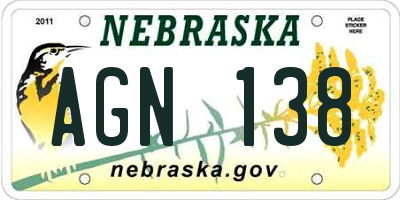 NE license plate AGN138