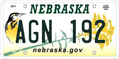 NE license plate AGN192