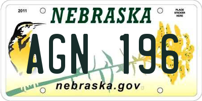 NE license plate AGN196