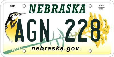 NE license plate AGN228