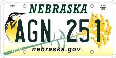 NE license plate AGN251