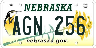 NE license plate AGN256