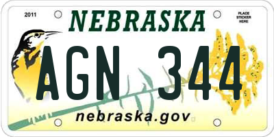 NE license plate AGN344