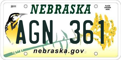 NE license plate AGN361