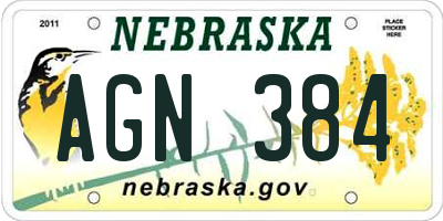 NE license plate AGN384
