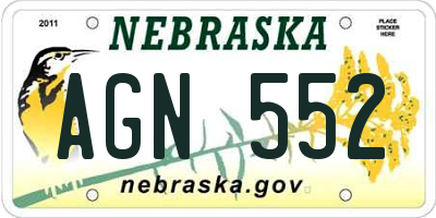 NE license plate AGN552