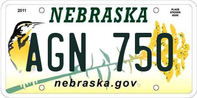 NE license plate AGN750