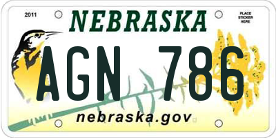 NE license plate AGN786