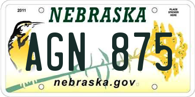 NE license plate AGN875